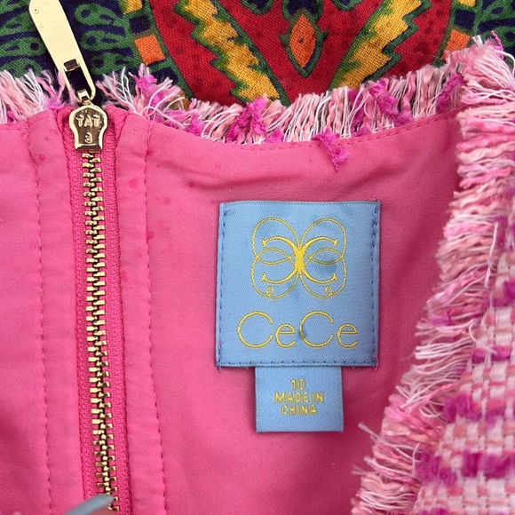 New CeCe Frayed Edge Pink Sleeveless A-Line Mini Dress - Picture 15 of 17